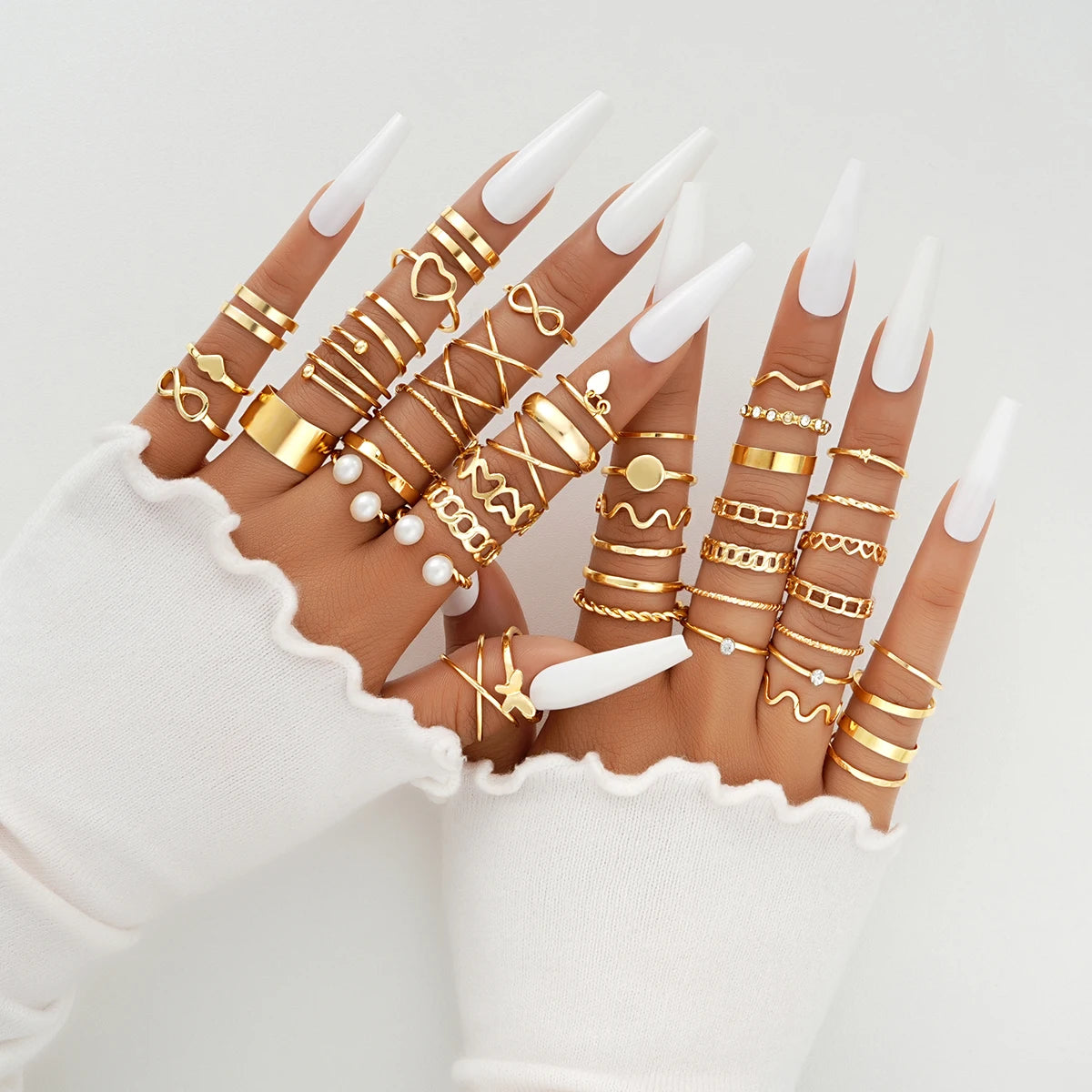 💍58PCS Bohemian Gold Ring Set