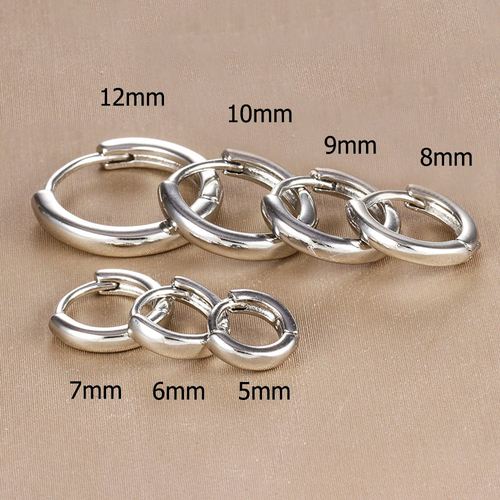 2PCS Stainless Steel Minimal Crystal Zirconia Hoop Earrings Gold Silver Color Small Huggie Cartilage Earring Piercing Jewelry