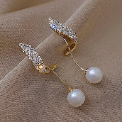 Silver Bow Pearl & Diamond Earrings - R&N 