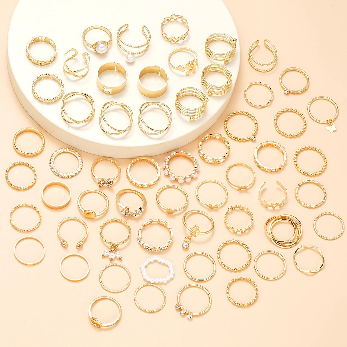 💍58PCS Bohemian Gold Ring Set